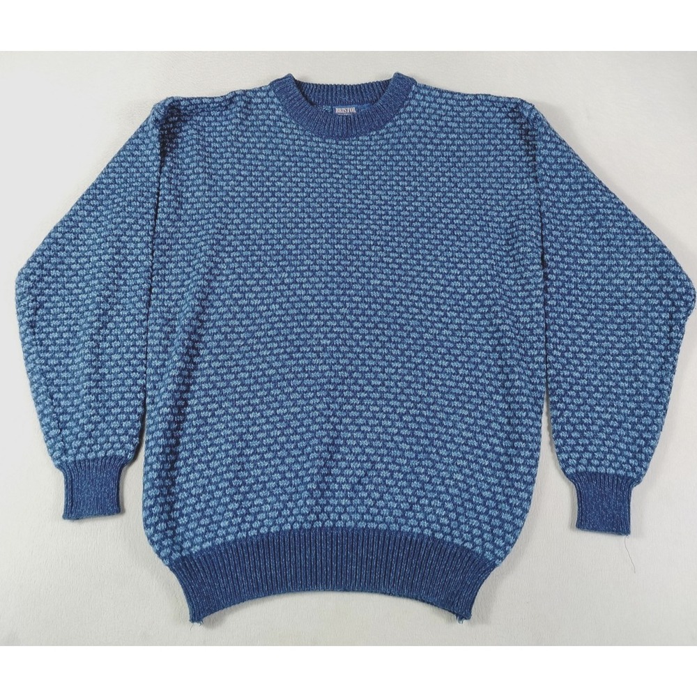 Vintage Bristol Blues Sweater Men XL Blue Geometric Grandpacore Eclectic Grandpa